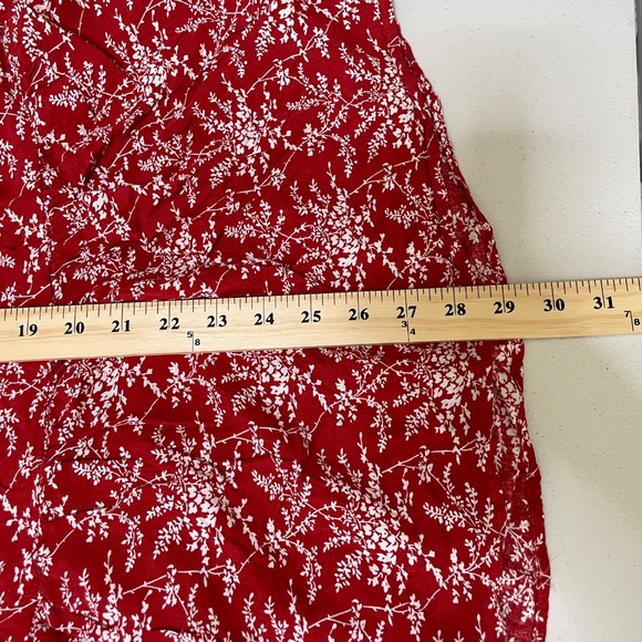 Hayden Los Angeles Mini Dress Floral Print Short Sleeve Tiered Skirt Red Medium‎ - Picture 6 of 9
